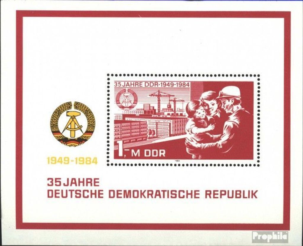 Briefmarken DDR 1984 Mi Block78 (kompl.Ausgabe) Ersttagssonderstempel gestempelt 35 Jahre DDR (II) / Bl.78