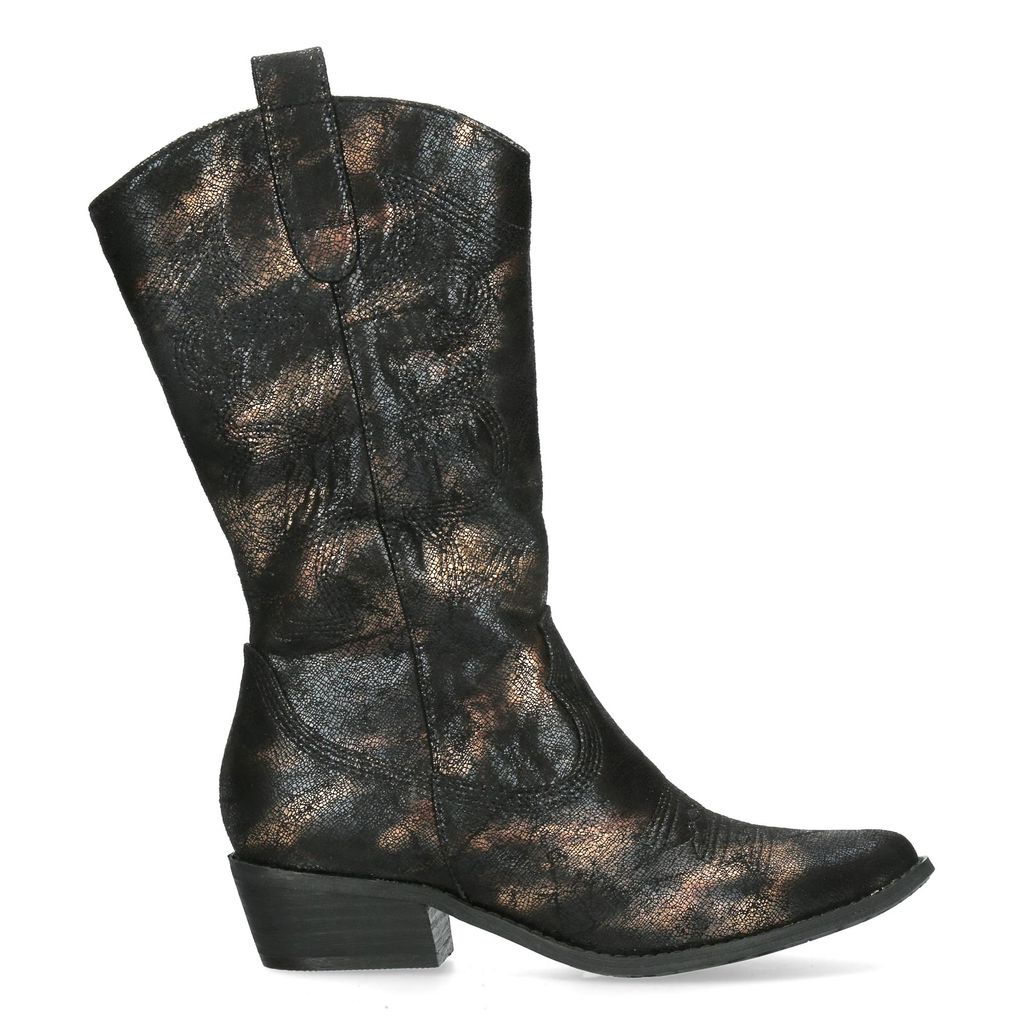 LAURA VITA Westernstiefel Nhicnio 28 noir schwarz gold braun mit flexiblem Gummiboden Reissverschluss an der Innenseite bequeme Weite G Grösse 37