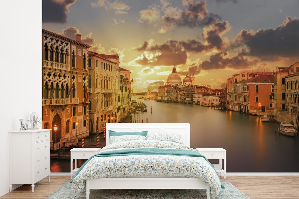 MuchoWow Fototapete für Wohnzimmer oder Schlafzimmer Wandtapete Vinyl Motivtapete Italien - Gondel - Canal Grande - 420x280 cm - Zimmer für Kinder