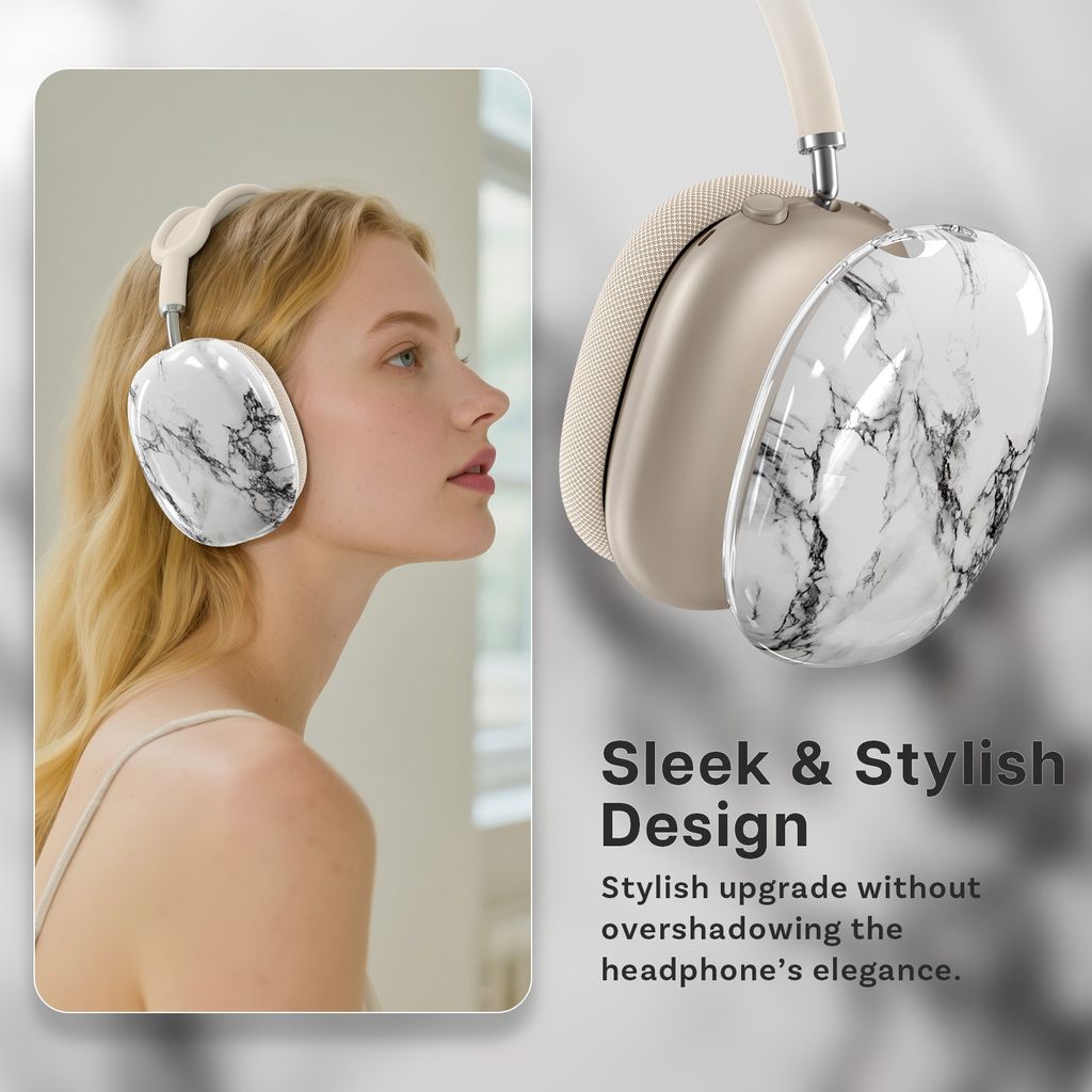 Hülle Kompatibel mit AirPods Max - Weiche TPU Ohrmuscheln Hülle – Keramik Weiß