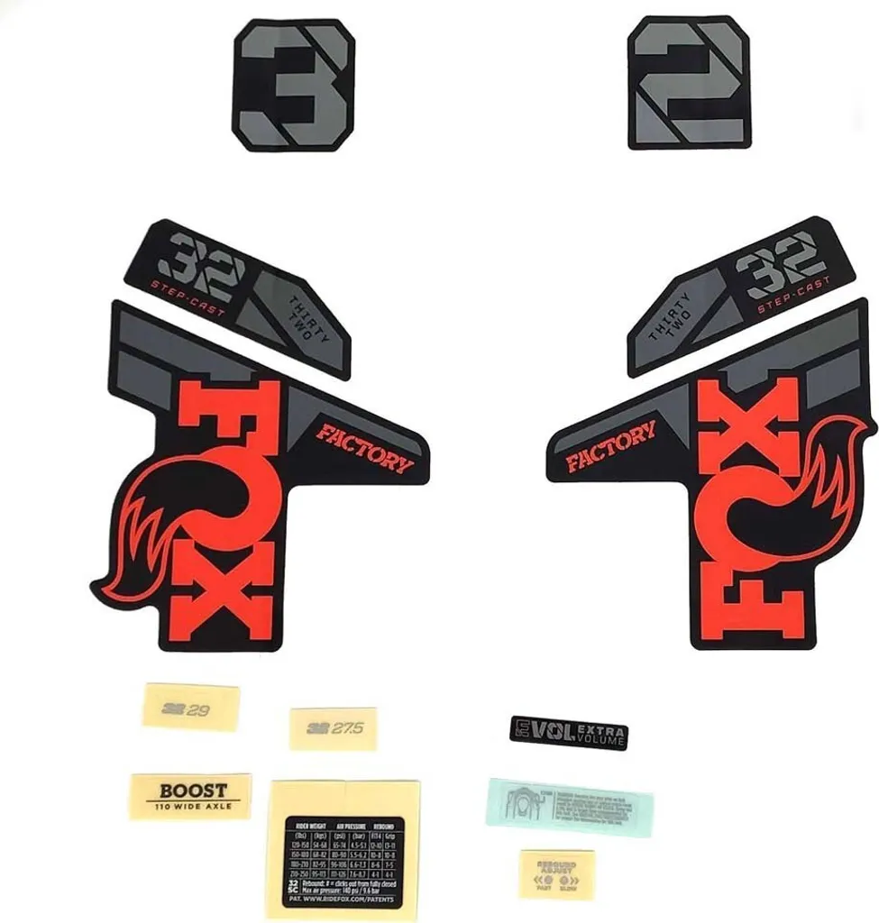 Fox 32 SC F-S 2021 Kit Autocollant Orange et Noir pour Fourche VTT