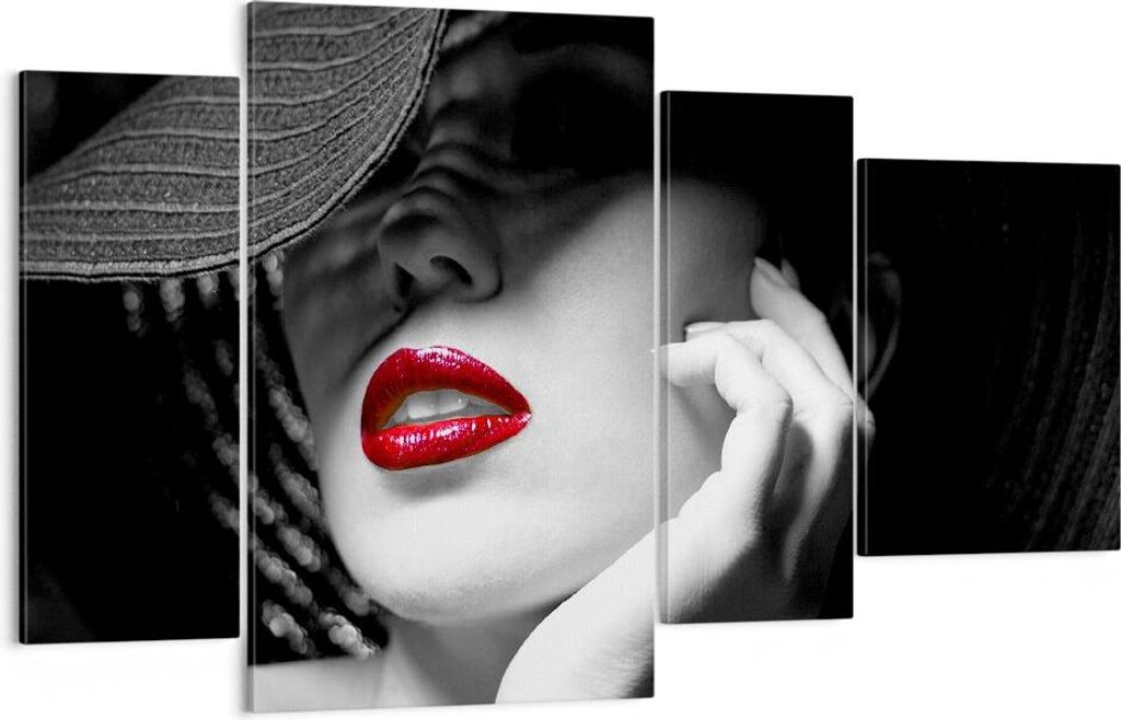 Bild auf Leinwand - Leinwandbild - Frau Gesicht Lippen - 120x70cm - Wand Bild - Wanddeko - Leinwanddruck - Bilder - Kunstdruck - Wanddekoration - L...