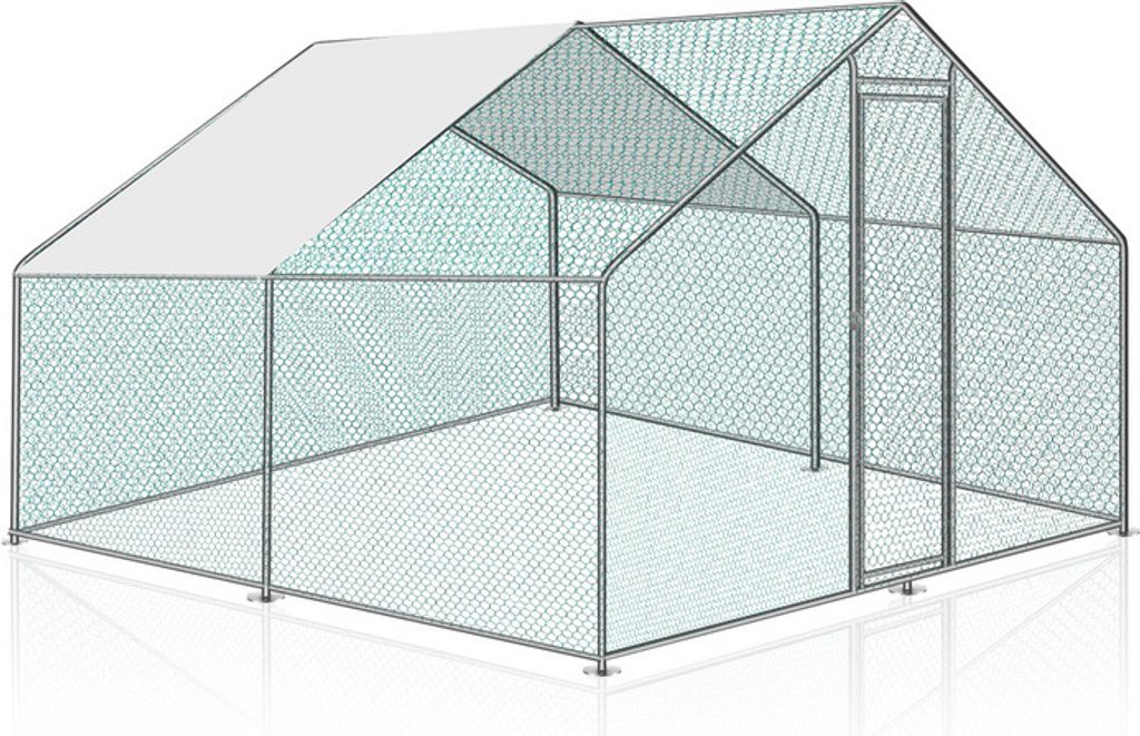 Jopassy Hühnerstall Outdoor großer Hühnerhaus Dach Freilaufgehege Geflügelstall mit PE Verzinkter Stahlrahmen und abschließbare Tür 3 x 3 x 2 m