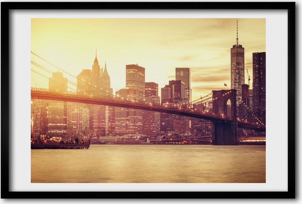 Bild 60x40 MDF-Rahmen, Wandkunst Manhattan New York City