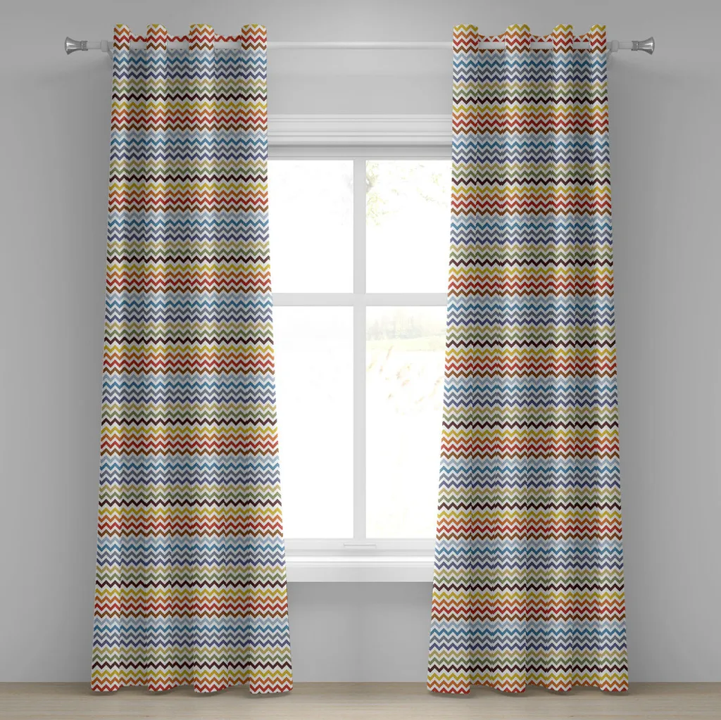 Paire de rideaux décoratifs Zigzag style rétro pour salon 280x175cm