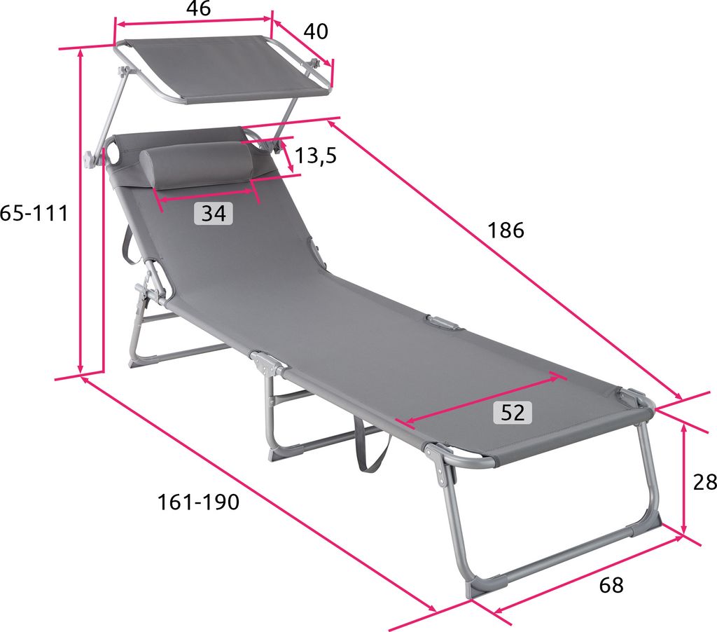 sada 2 skládacích zahradních lehátek Chloé 190 x 68 x 65 cm Obrázek produktu 19