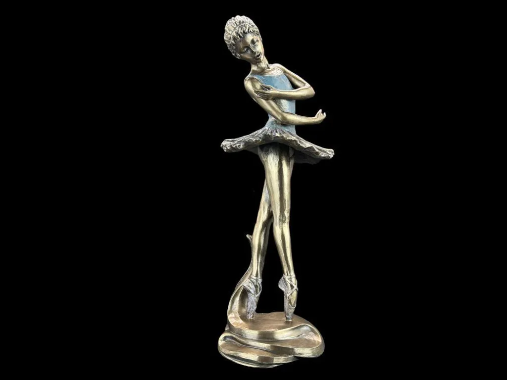 Sculpture décorative de danseuse étoile - Figurine de ballet aspect bronze