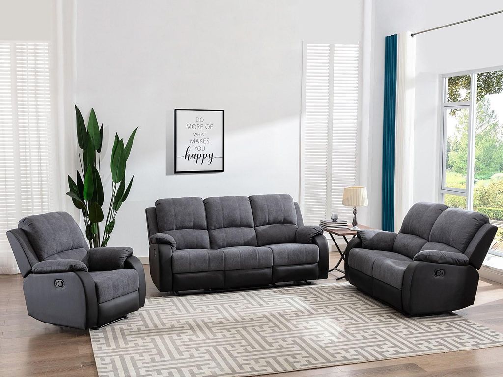 Sessel mit Relaxfunktion aus Mikrofaser und Ökoleder Farbe grau und schwarz BRODY