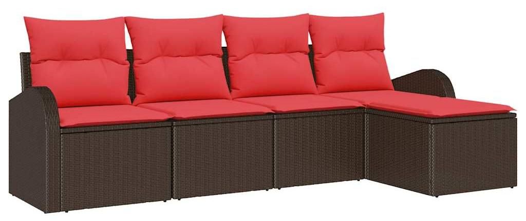 vidaXL Gartensofa-set 5 pcs Braun Poly-Rattan