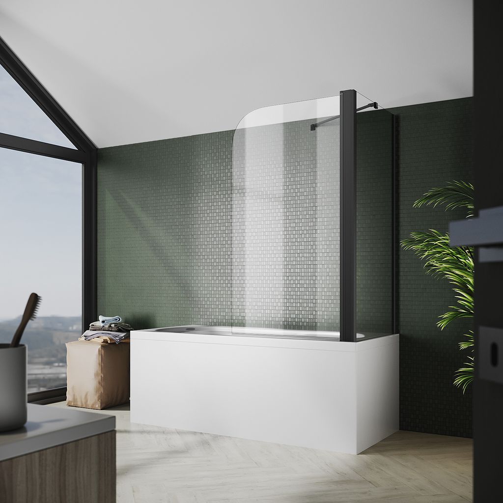SONNI Badewannenaufsatz 80x140cm Badewannenaufsatz mit Seitenwand 70cm, Faltwand, Duschabtrennung NANO Glas Einscheibensicherheitsglas mit Nano