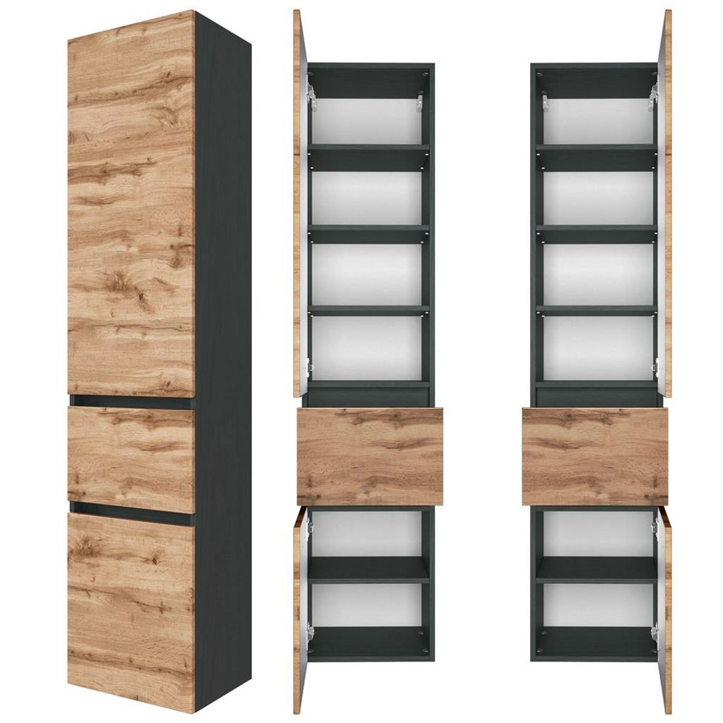 Badmöbel Seitenschrank 40 cm LAURIA-03 in Graphitgrau mit Produktbild 