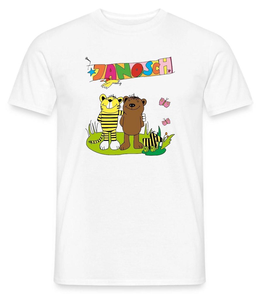 Spreadshirt Janosch Tiger und Bär Freundschaft Männer T-Shirt, 4XL, Weiß