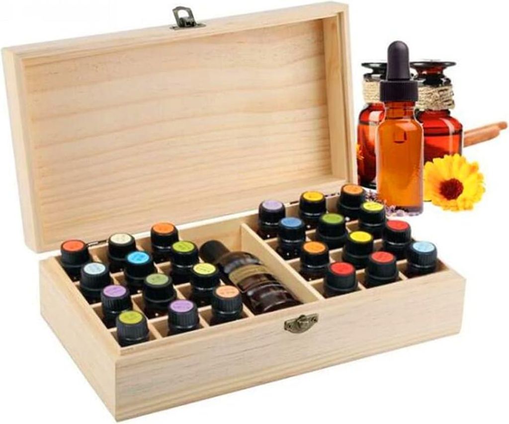 Hölzerner Organizer für ätherische Öle - Elegantes Design - 1 Stück - Natürliches Holz