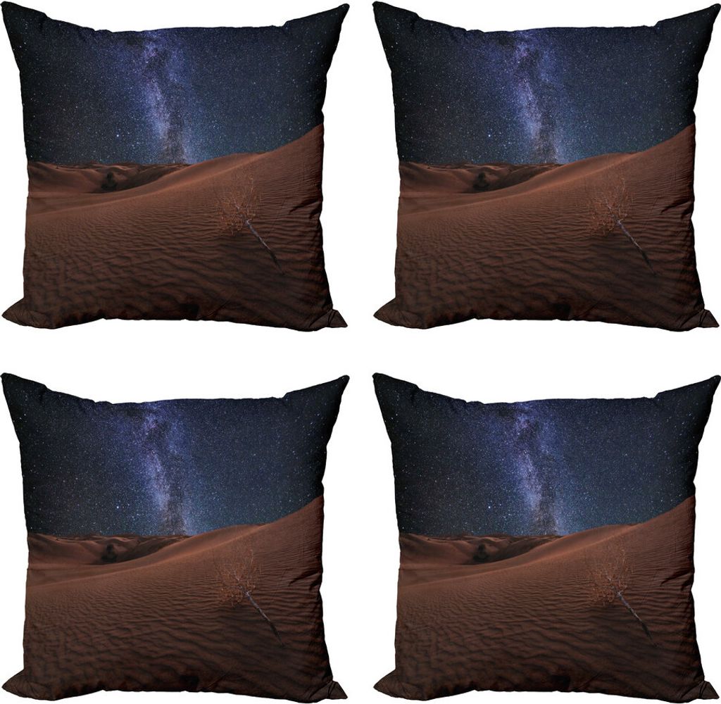 ABAKUHAUS Platz Kissenbezug Set (4 Stück), Wüste Lunar Leben auf dem Mars, Moderner Doppelseitiger Digitaldruck, 50 cm x 50 cm, braun Blau