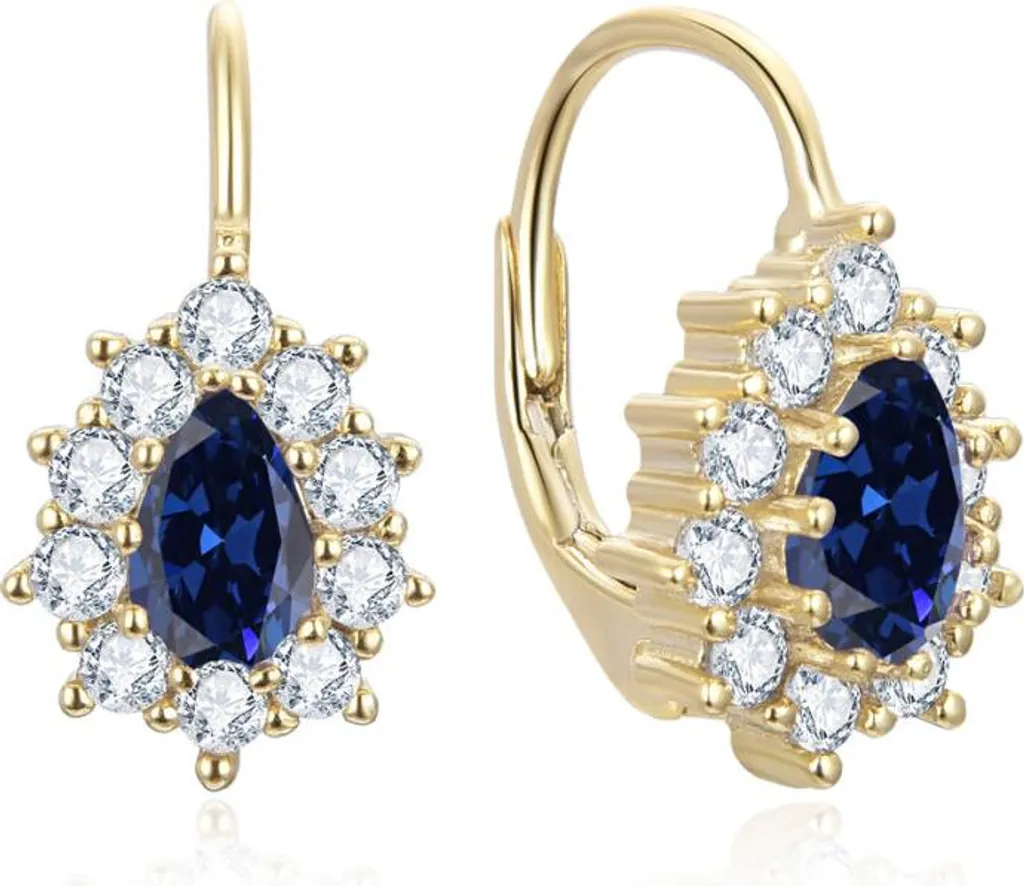 Boucles d'oreilles bleues plaquées or pour mariage et soirées chic