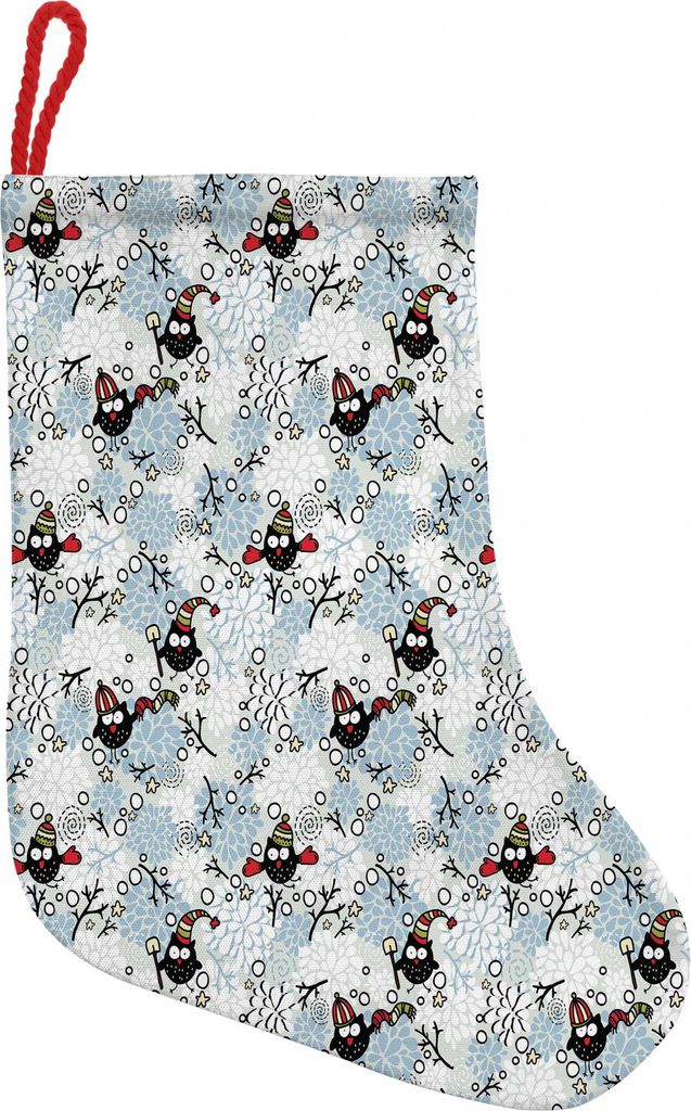 ABAKUHAUS Eulen Hängende Nikolausstiefel Weihnachtssocken, Winter Schnee Weihnachten Doodle, Weihnachtsstrumpf zum Aufhängen, 35x50cm, Mehrfarbig