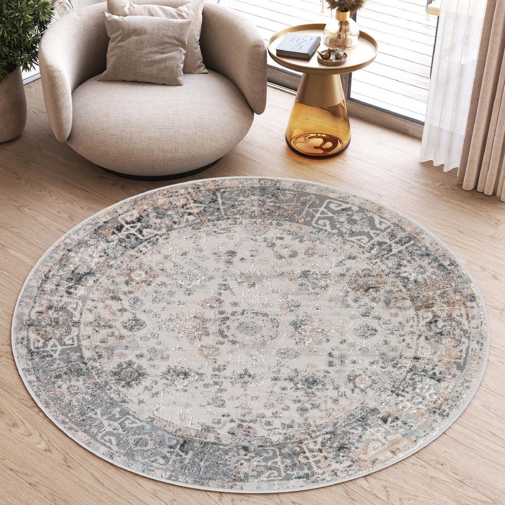 Tapiso Koberec VALLEY Round Vintage Grey Ložnice 240 x 240 Obrázek produktu 