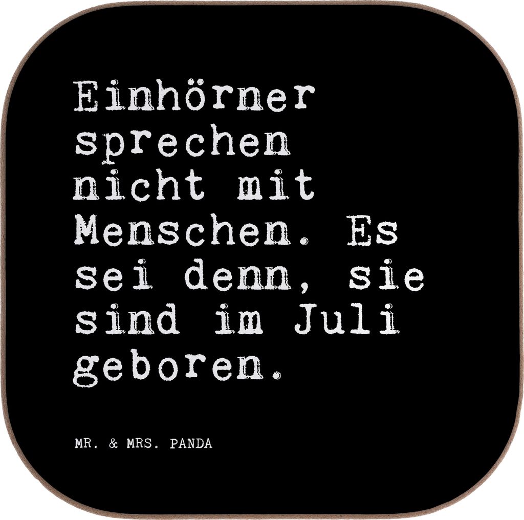 Mr. & Mrs. Panda Tischuntersetzer Einhörner sprechen nicht mit... - Schwarz - Geschenk, Freundin, Untersetzer für Gläser, Geburtstag, Einhorn, T...