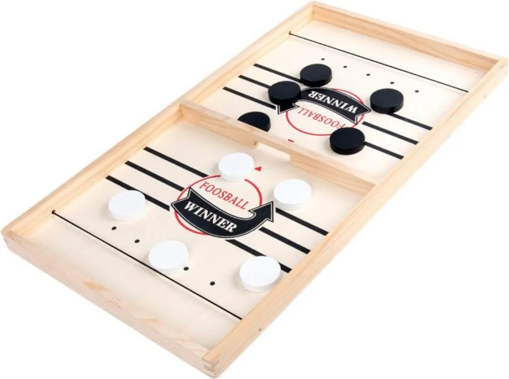 Jeu de Hockey de Table 36cm en Bois Naturel avec Système de Catapulte - 4
