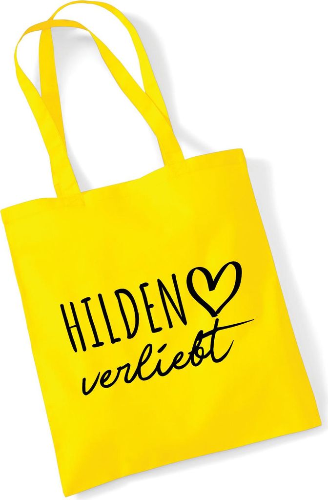 Huuraa Jutebeutel Hilden verliebt 10 Liter Yellow Baumwolle Tasche Geschenkidee
