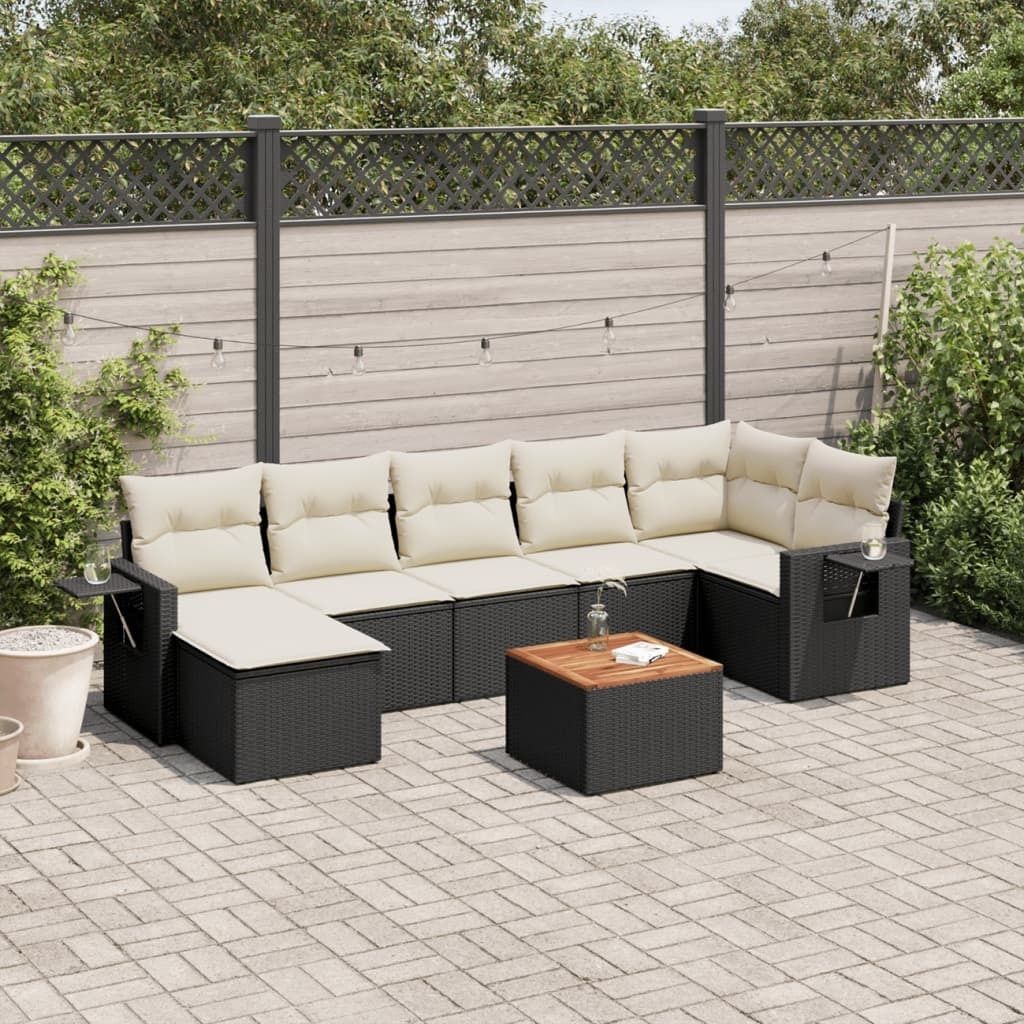 Maison Exclusive - 8-tlg. Garten-Sofagarnitur mit Kissen Schwarz Poly Rattan
