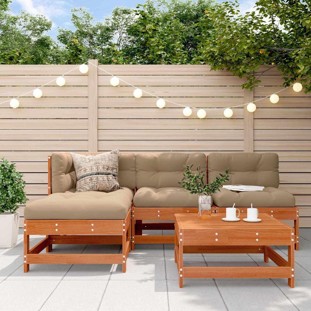 "Neues Produkt" Garten-Lounge-Set 5 pcs - CLORIS - Wachsbraun Massives Kiefernholz - Sitzgruppe V2469