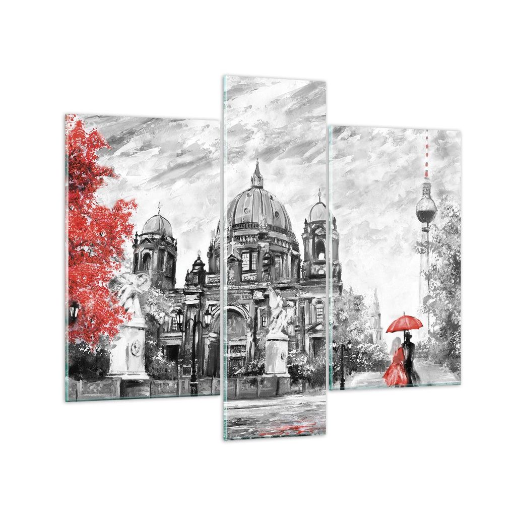 Bilder auf glas - 3 Teile - Dom Berlin Liebespaar - 95x80cm - Glasbilder - Wandbilder - Bilder - zum Aufhängen bereit - Wanddekoration aus Glas - ...
