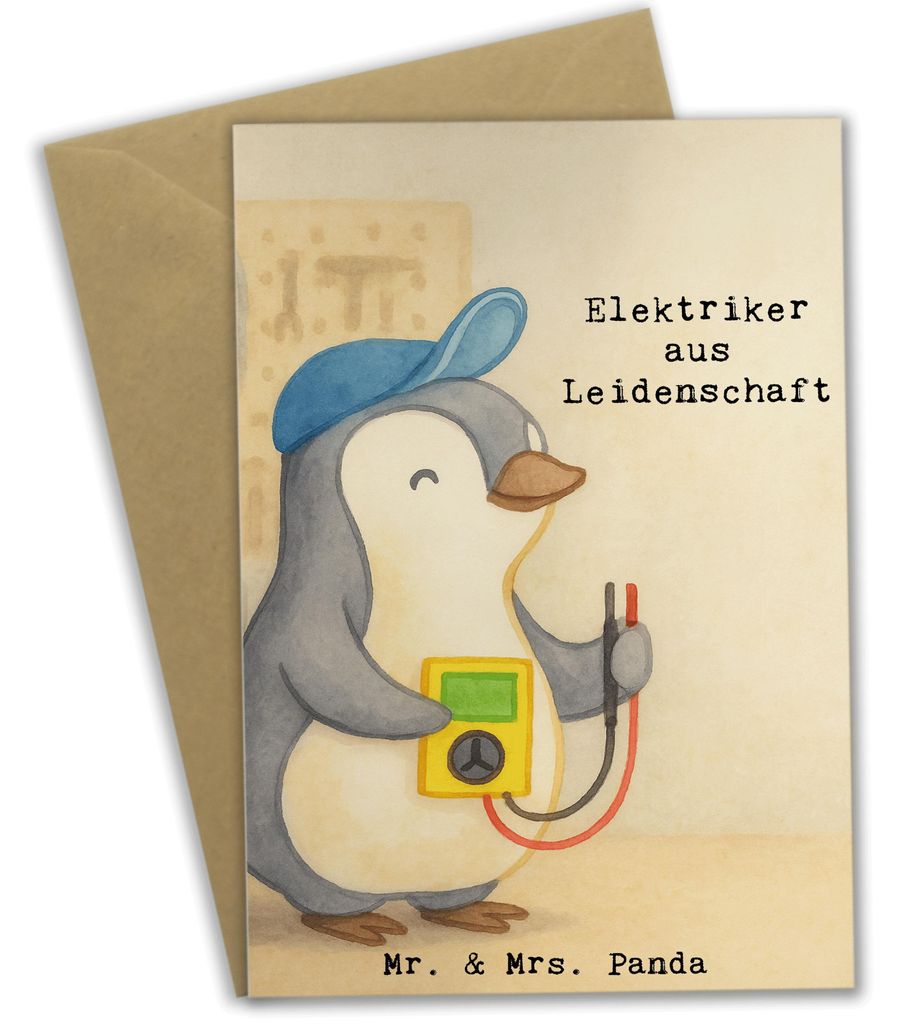 Mr. & Mrs. Panda Glückwunschkarte Elektriker Leidenschaft Design - Weiß - Geschenk, Grußkarten, weihnachtskarten, Elektrotechniker, Lustig, Ausb...