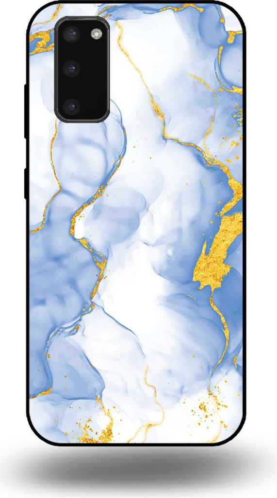 Smartphonica Handyhülle geeignet für Samsung Galaxy S20 mit Hellblau Gold Marmor Print - TPU Backcover Case Hellblau Gold Marmor Design