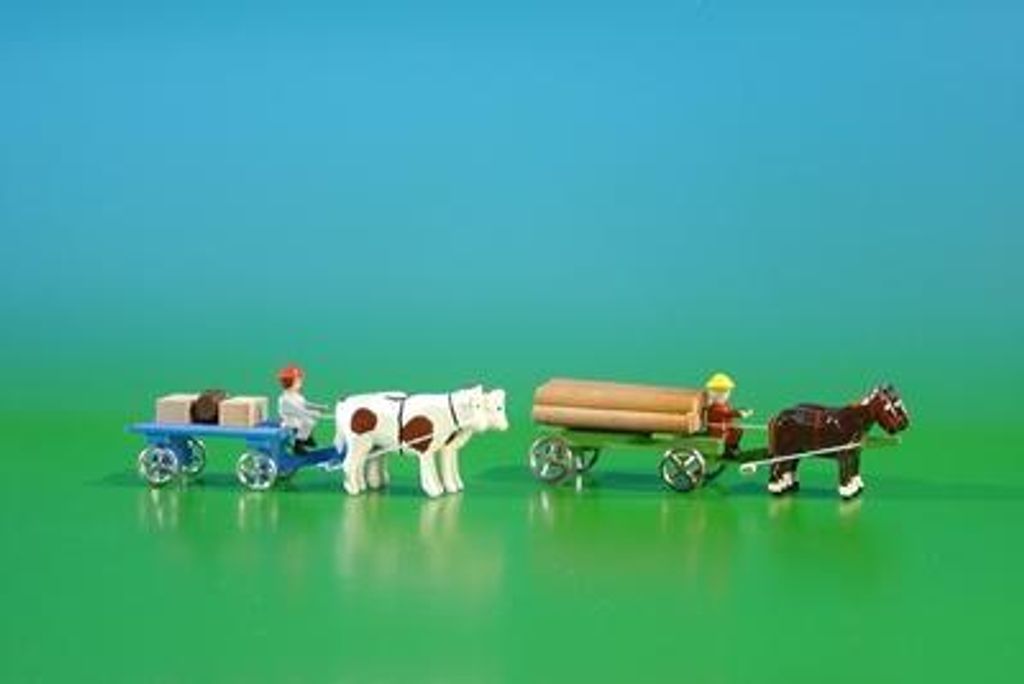 Miniaturen Lattenwagen mit Beladung mit Kutscher BxH 9x3,5cm NEU
