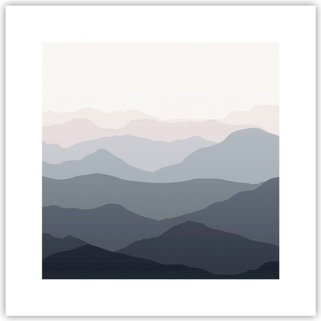 Poster - Poster ohne Rahmen - Berge Grafiken Buntstift - 30x30 cm - Wand Bild - Wanddeko - Wandbilder - Kunstposter - Wandposter - Bilder - Kunstdr...