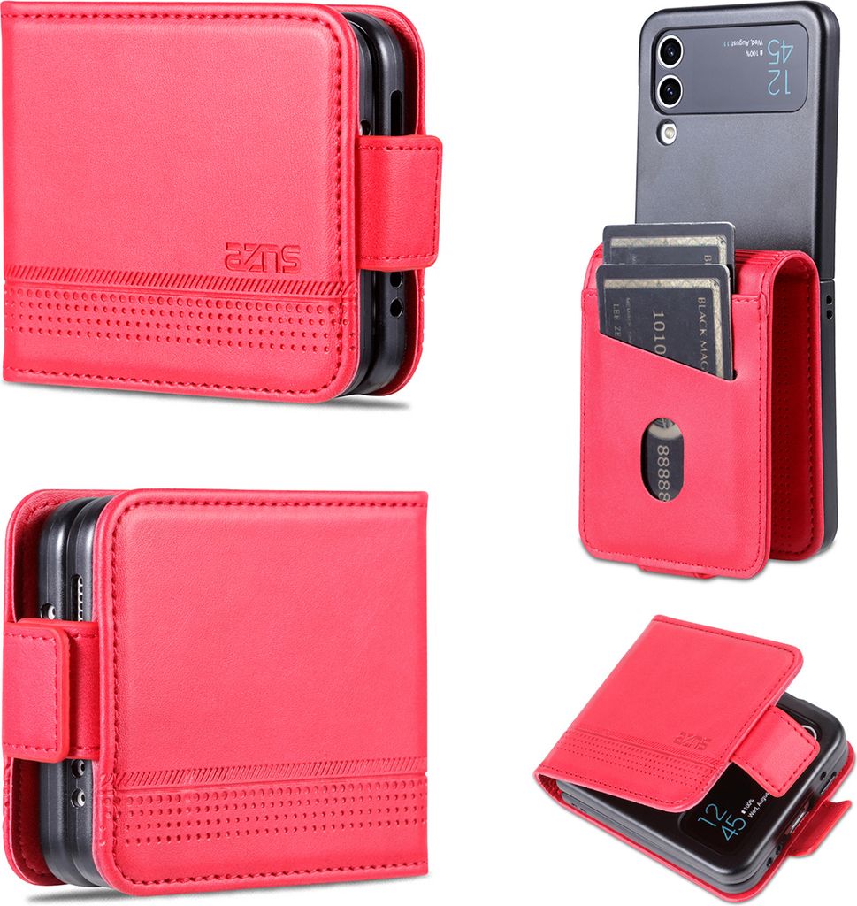 Galaxy Z Flip4 Leder Hülle, Klapphüllen Brieftasche Magnetverschluss Ständer Schutzhülle für Samsung Galaxy Z Flip 4 5G Rosa