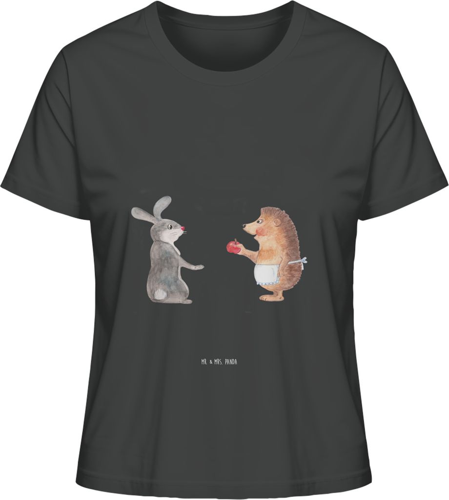 Mr. & Mrs. Panda Damen T-Shirt Hase Igel Größe S - Anthrazit - Geschenk, Shirt Mit Print, Liebe Spruch, Gute Laune, Basic, Baumwoll, Oberteil, Tr...