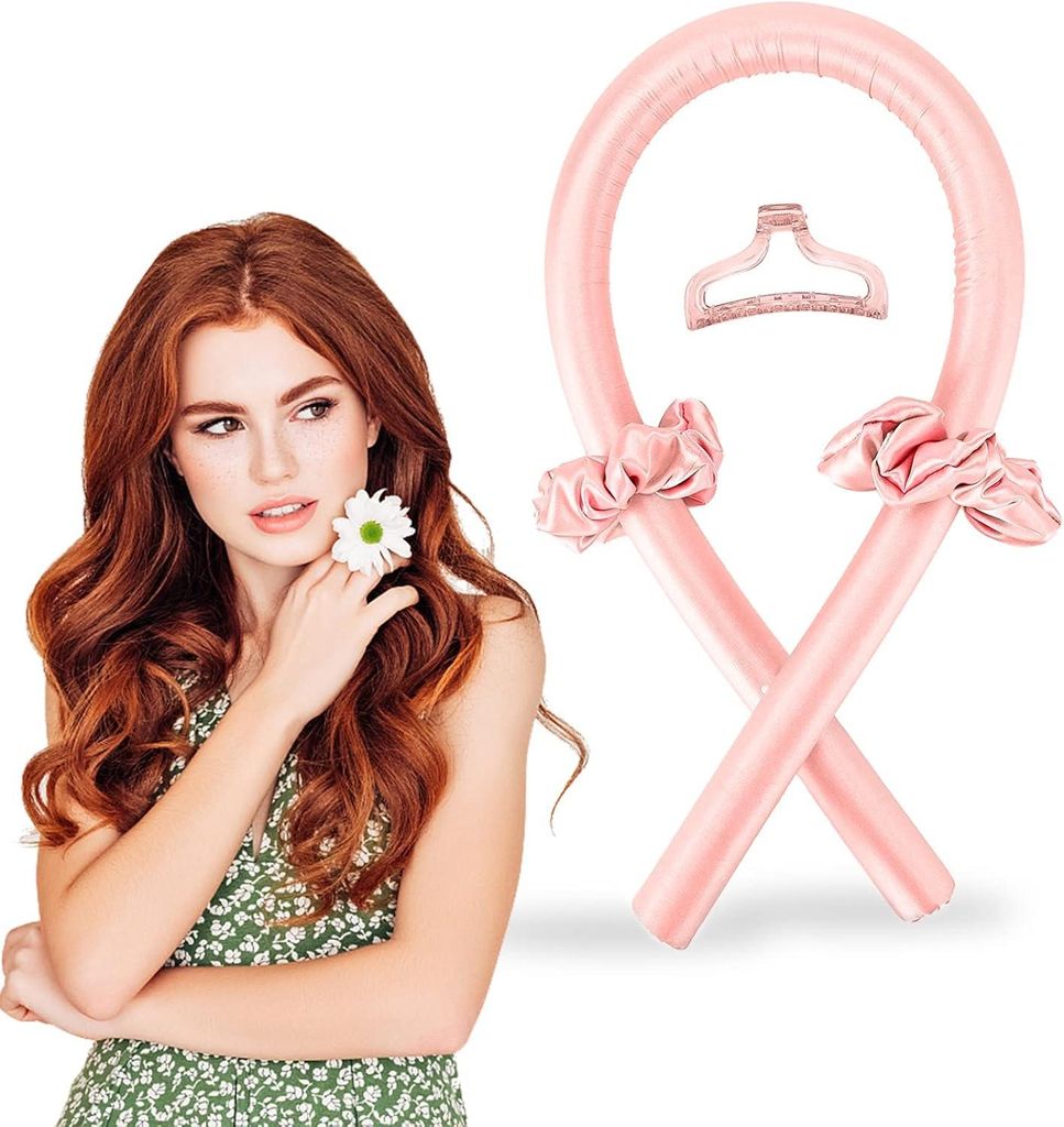 Lockenwickler ohne Hitze für schonende Locken über Nacht, Rosa, 100 cm