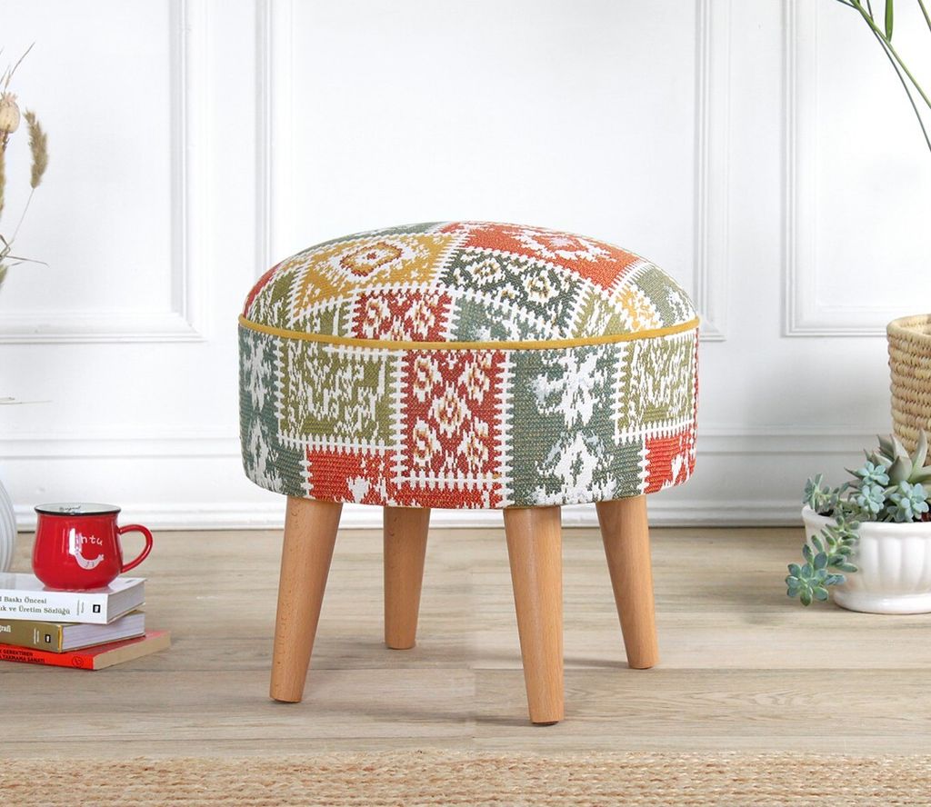 Hanah Home, Rugrev - White, Sitzpuff, Weiß, 50 % BAUMWOLLE / 50 % LEINEN, 45 x 45 x 45 cm
