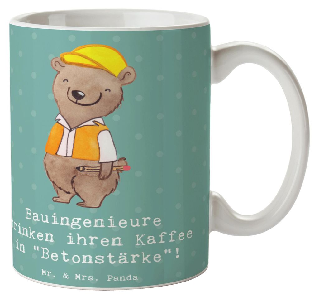 Mr. & Mrs. Panda Kaffeebecher Bauingenieur Kaffee - Meeresbrise - Geschenk, Beruf, kreative Geschenke, Baustellen, haferl, Tasse, handgefertigte, m...