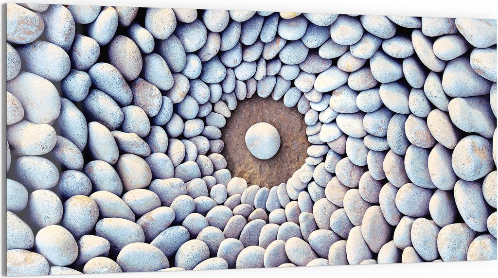 DEQORI Glasbild Echtglas 100x50 cm 'Meditative Steinformation' Wandbild Bild modern Deko