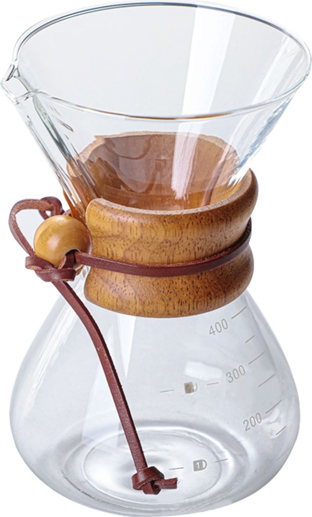 Pour-Over-Kaffeemaschine mit wiederverwendbarem Tropffilter aus Edelstahl, bleifreie Kaffeekaraffe aus Borosilikatglas mit modernem Holzkragen für...
