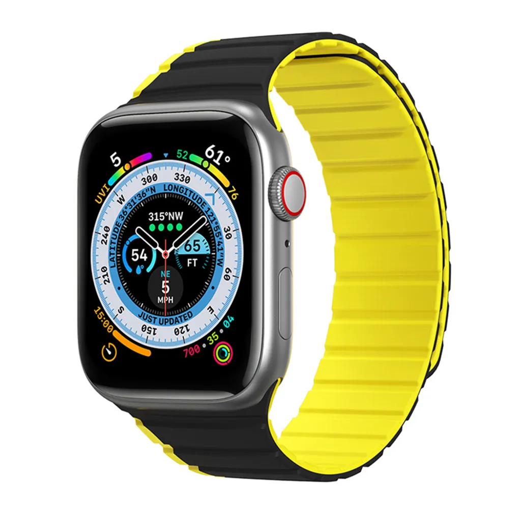 Cinturino Dux Ducis serie LD per - Apple Watch 1/2/3/4/5/6/7/8/SE/SE 2/Ultra (42/44/45/49mm) - Nero / Giallo