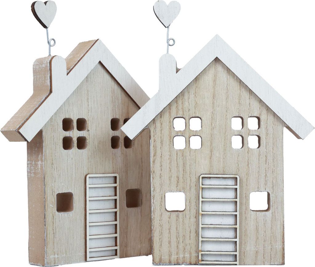 Holzhaus Tischaufsteller Herz Valentinstag Muttertag 20cm 2er Set, 2 Stück