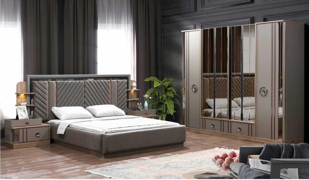 Design Luxus Möbel Modern Bett 2x Nachttisch schrank 4tlg Produktbild 
