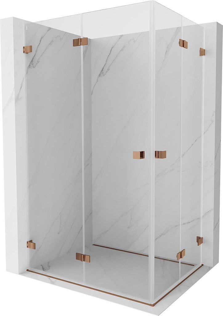 Mexen Lunar-F Duo faltbare Duschkabine 100 x 85 cm, transparent, Roségold - 836-100L-085P-60-00