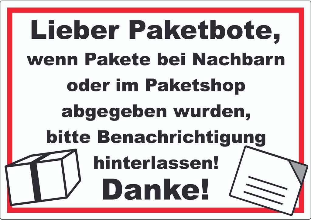 Wenn Pakete abgegeben Aufkleber A9 (37x52mm)