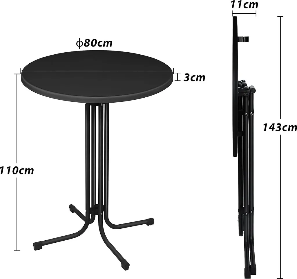 Table de bistrot pliante et résistante aux intempéries diamètre 80