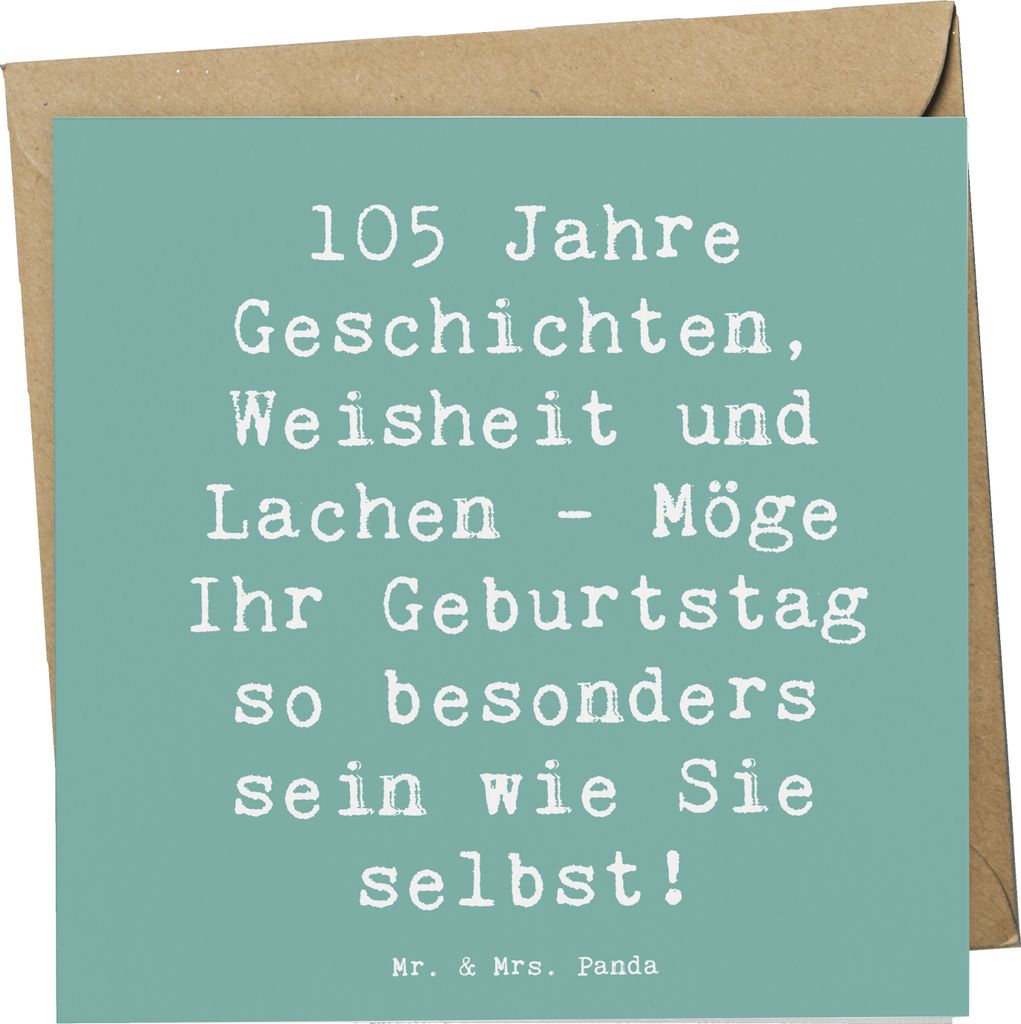 Mr. & Mrs. Panda Klappkarte Spruch 105. Geburtstag - Meeresbrise - Geschenk, Alter, Glückwunschkarte, Happy Birthday, anlasskarte, Grußkarte, bes...