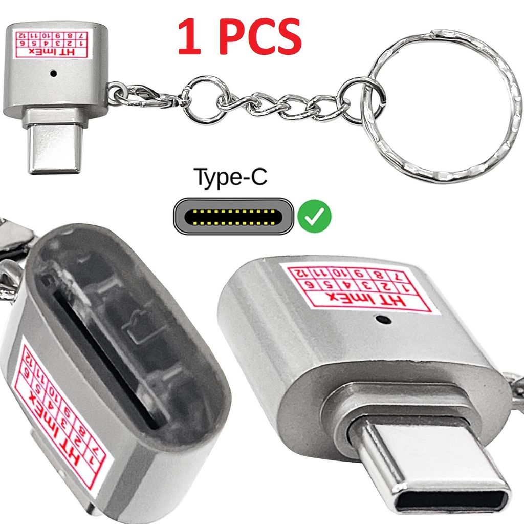 USB Typ C Micro SD Karte Lesegerät Kartenleser SDXC Adapter in Silber GUT DE