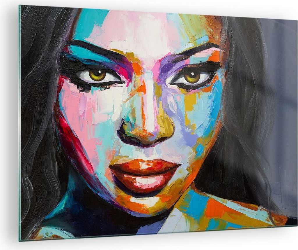 Bilder auf glas - Mädchen Gesicht - 70x50cm - Glasbilder - Wandbilder - Kunstdruck - zum Aufhängen bereit - Wanddekoration aus Glas - Glas Bilder...