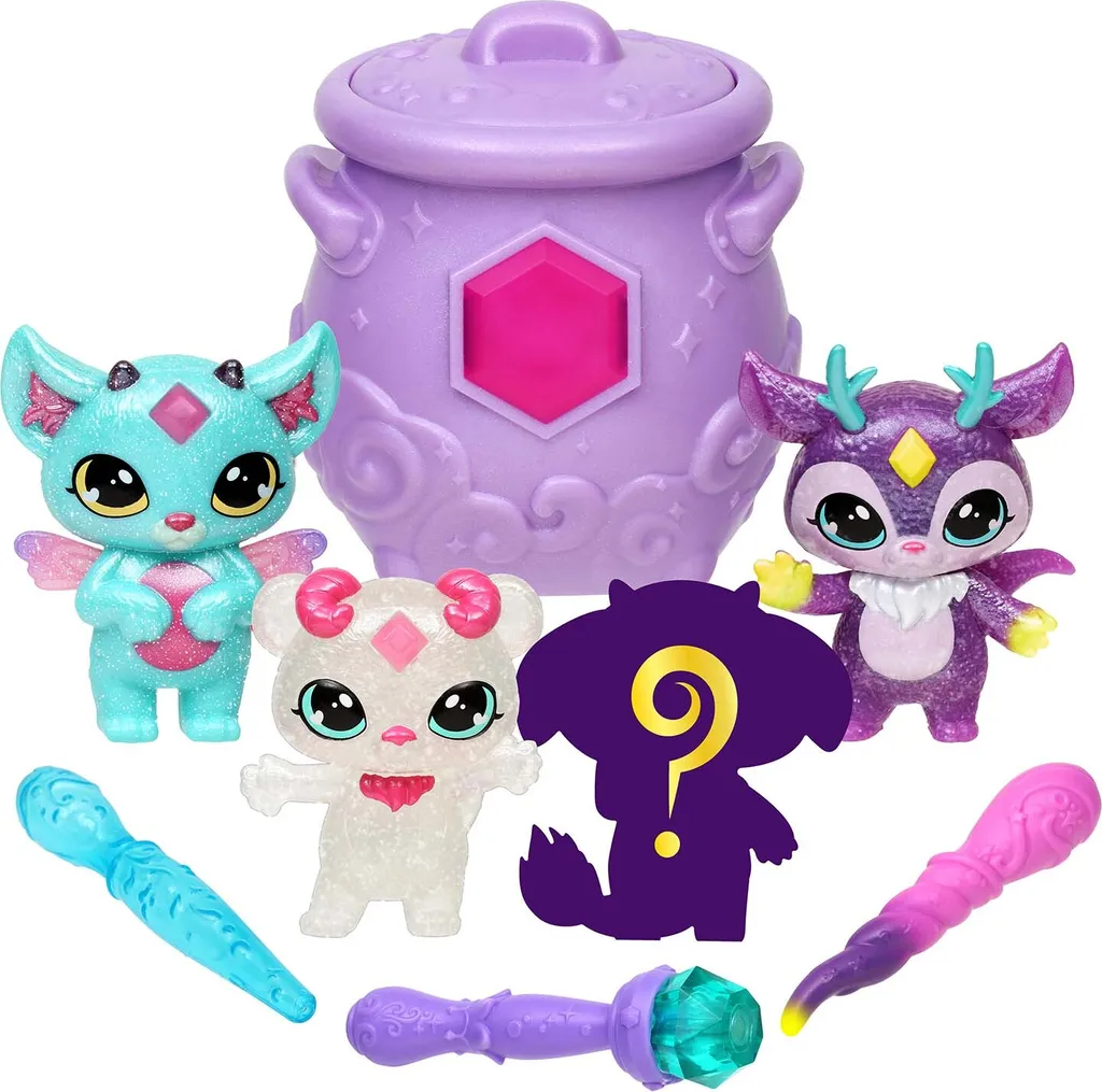 Mixlings Sparkle Magic 4er Pack avec Finition Brillante et Chaudron Rose