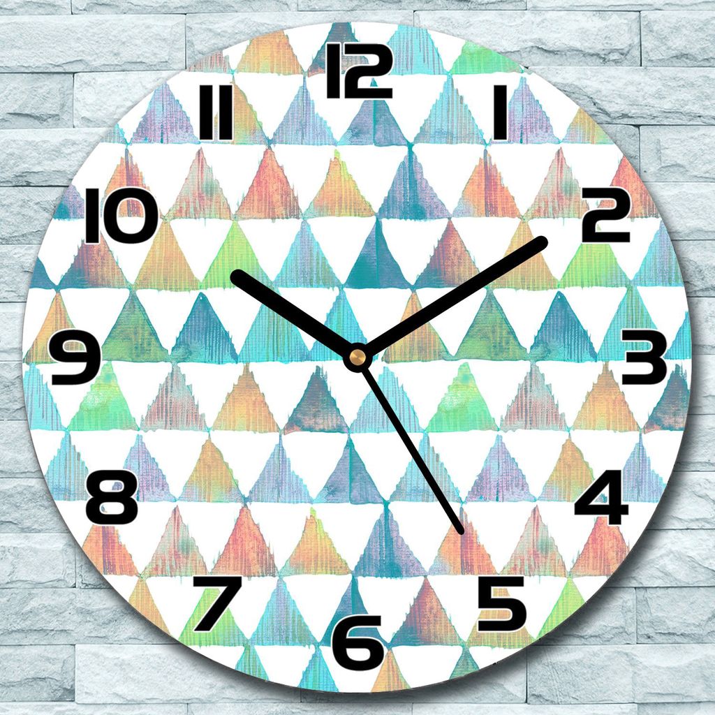 Wanduhr aus Glas Rund fi 30 Regenbogen-Dreiecke Quarz Deko Wohnzimmer Büro