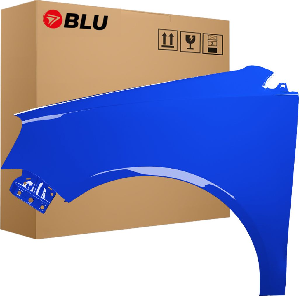 BLU Kotflügel Passend für VW Volkswagen Polo 9N3 IV 4 LIFT LA5F Links Blau SommerBlau | 2005-2009 | Vorderseite Vorne | Lackiert | Einbaufertig